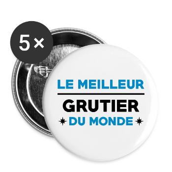 Grutier / Grue / Chantier / Bâtiment / Travaux - Lot de 5 grands badges (56 mm) - blanc - Devant