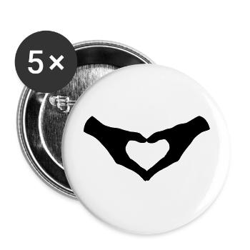 Herz Hände / Hand Heart 2 - Buttons groß 56 mm (5er Pack) - Weiß - Vorne