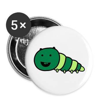 lustige_raupe - Buttons groß 56 mm (5er Pack) - Weiß - Vorne