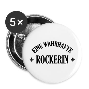 Rock Rocker Rockerin Rockmusiker Rock ’n’ Roll - Buttons groß 56 mm (5er Pack) - Weiß - Vorne