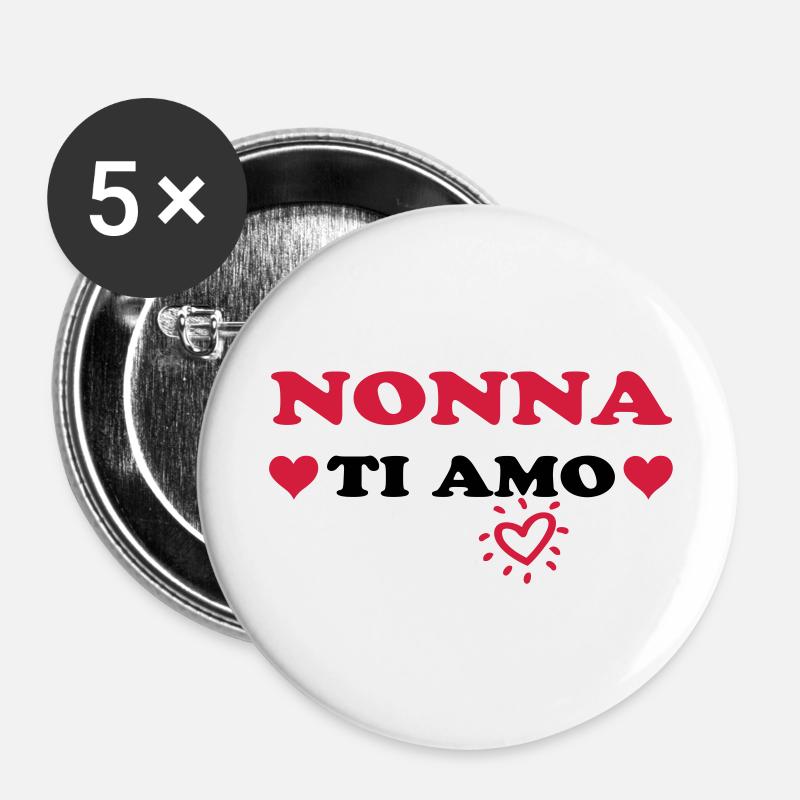 Nonna ti amo - Buttons large 2.2''/56 mm (5-pack) - white