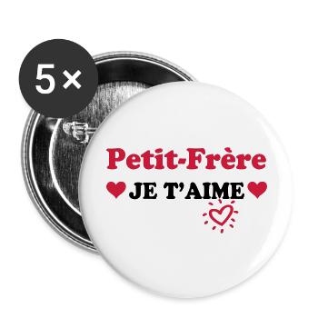 Petit-frère je t'aime - Buttons large 2.2''/56 mm (5-pack) - white - Front