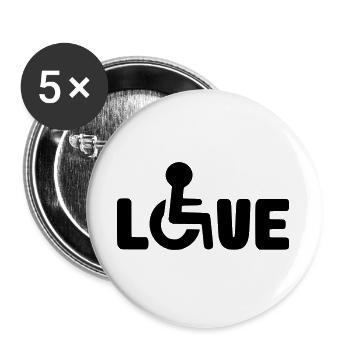 Wheelchair Love # - Buttons large 2.2''/56 mm (5-pack) - white - Front