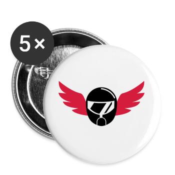 Go-Kart / Karting / Kart / Fahrer - Buttons groß 56 mm (5er Pack) - Weiß - Vorne