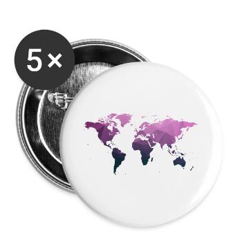 World map "Triangle" - Buttons large 2.2''/56 mm (5-pack) - white - Front