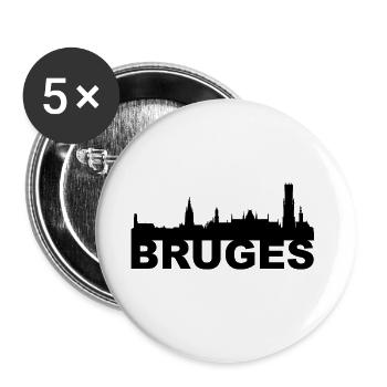 Idée de cadeau de Bruges en Angleterre skyline UK - Lot de 5 grands badges (56 mm) - blanc - Devant