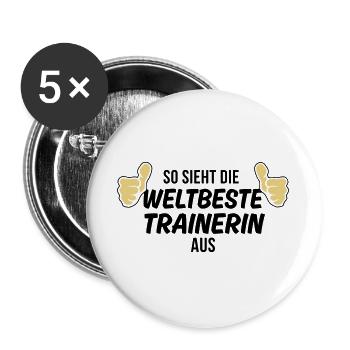die weltbeste trainerin - Buttons groß 56 mm (5er Pack) - Weiß - Vorne