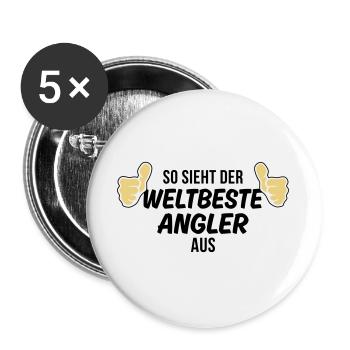 der weltbeste angler - Buttons groß 56 mm (5er Pack) - Weiß - Vorne