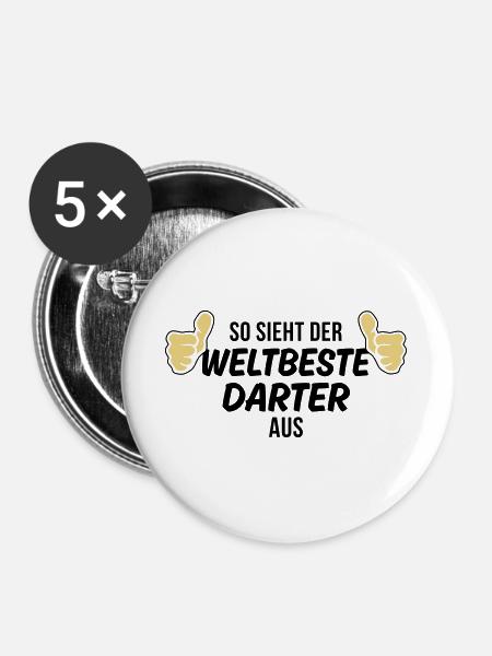 der weltbeste darter - Buttons groß 56 mm (5er Pack) - Weiß