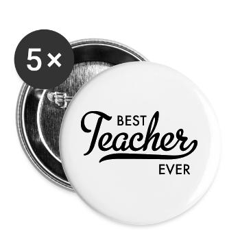 best teacher ever - Buttons large 2.2''/56 mm (5-pack) - white - Front