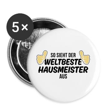 der weltbeste hausmeister - Buttons groß 56 mm (5er Pack) - Weiß - Vorne