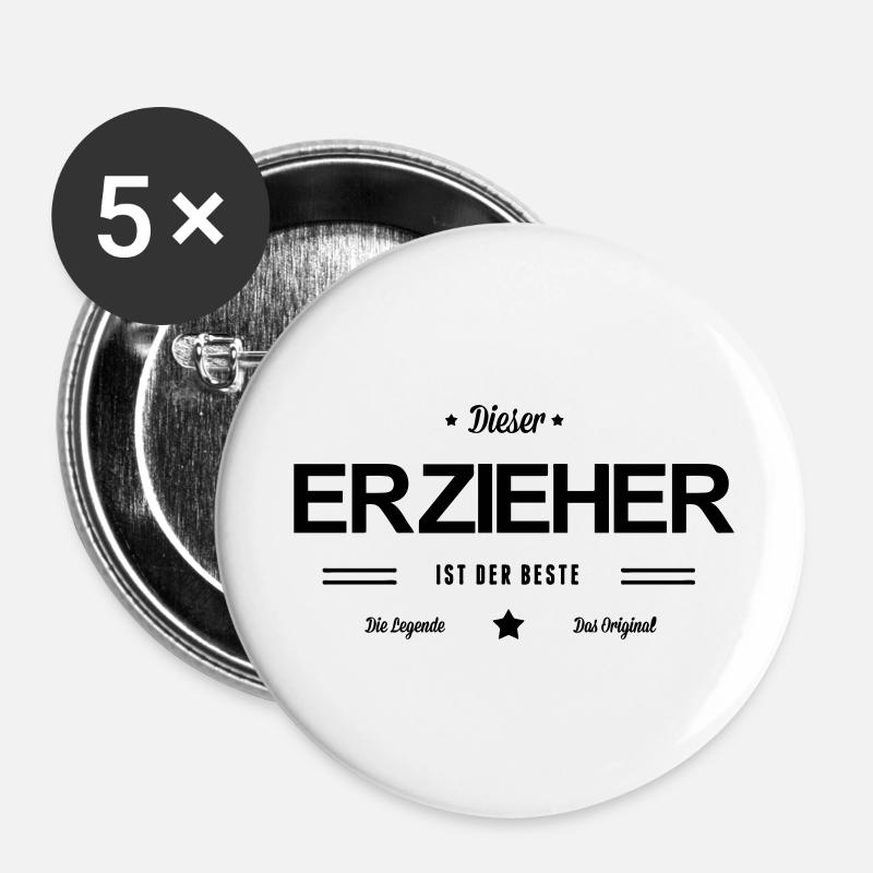 Bester Erzieher - Buttons groß 56 mm (5er Pack) - Weiß