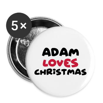 adam loves christmas xmas name - Buttons large 2.2''/56 mm (5-pack) - white - Front