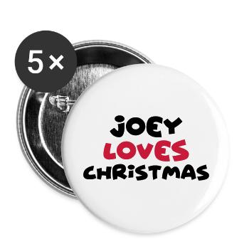 joey loves christmas xmas name - Buttons large 2.2''/56 mm (5-pack) - white - Front