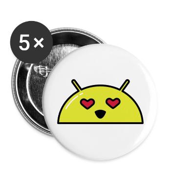 Love Alien Face Emoticon - Buttons large 2.2''/56 mm (5-pack) - white - Front