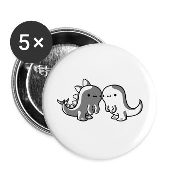 2 dinosaur friends - Buttons large 2.2''/56 mm (5-pack) - white - Front