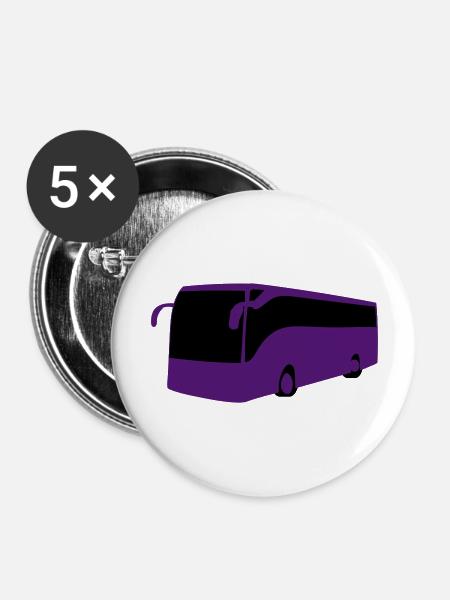 Reisebus - Buttons groß 56 mm (5er Pack) - Weiß