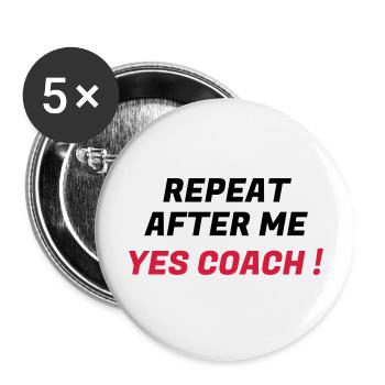 Coach / Coaching / Trainer / Sport - Buttons groß 56 mm (5er Pack) - Weiß - Vorne