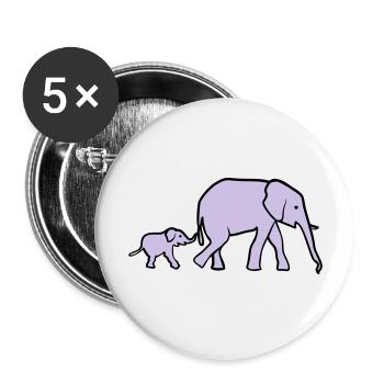 Elephant mother and baby - Lot de 5 grands badges (56 mm) - blanc - Devant