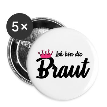 ich_bin_die_braut - Buttons groß 56 mm (5er Pack) - Weiß - Vorne