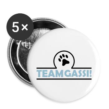 team_gassi_002 - Buttons groß 56 mm (5er Pack) - Weiß - Vorne