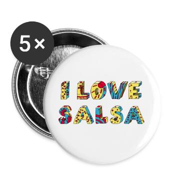 I love Salsa Tanz Musik Rueda positiv - Buttons groß 56 mm (5er Pack) - Weiß - Vorne