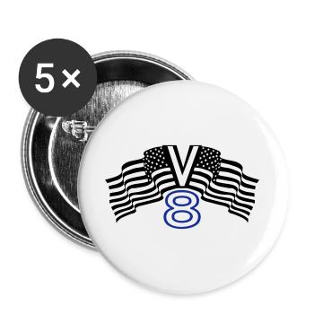 V8,Muscle-Car,Werkstatt,Garage,Auto,Tuning,USA(25) - Buttons groß 56 mm (5er Pack) - Weiß - Vorne