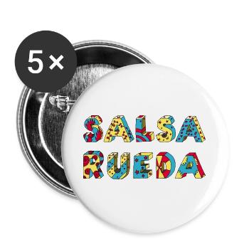 Rueda Salsa Tanz Musik positiver Schriftzug - Lot de 5 grands badges (56 mm) - blanc - Devant