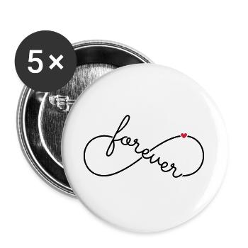 Symbole de l'infini Infinity pour toujours - Lot de 5 grands badges (56 mm) - blanc - Devant