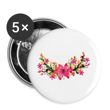 Blume - Buttons groß 56 mm (5er Pack) - Weiß - Vorne