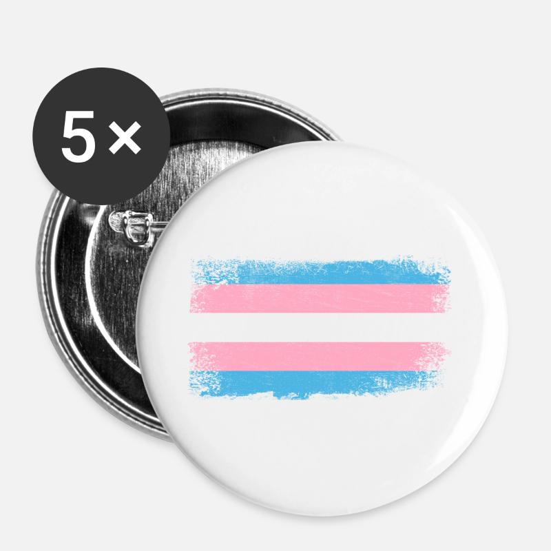 Transgender Flag - Buttons large 2.2''/56 mm (5-pack) - white