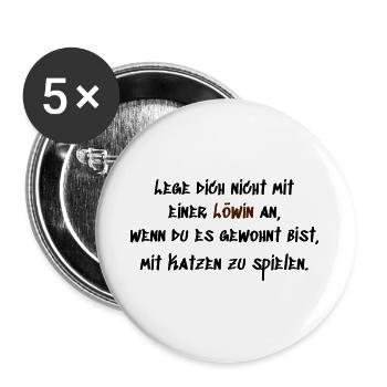 Löwin Katzen - Buttons groß 56 mm (5er Pack) - Weiß - Vorne