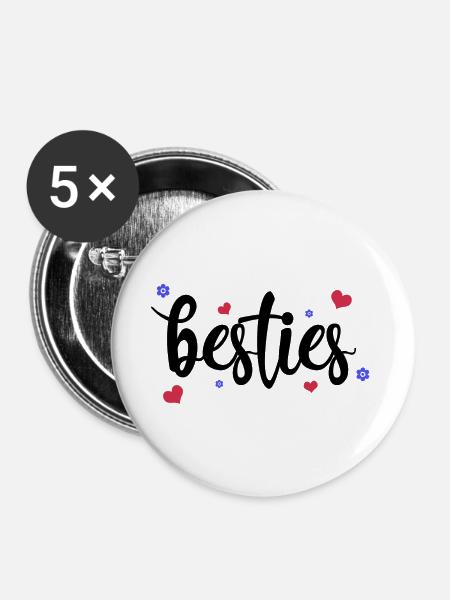 Besties - Buttons groß 56 mm (5er Pack) - Weiß