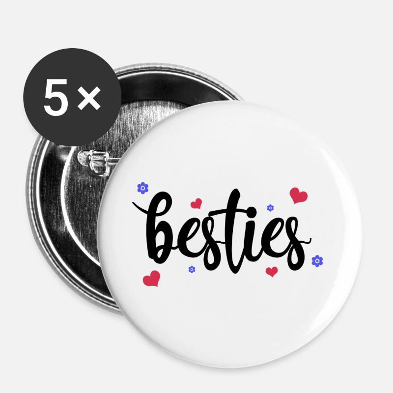 Besties - Buttons groß 56 mm (5er Pack) - Weiß