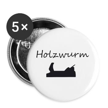 Holzwurm - Buttons groß 56 mm (5er Pack) - Weiß - Vorne