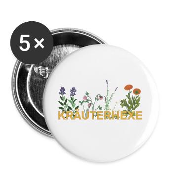 Kräuterhexe gelb - Buttons groß 56 mm (5er Pack) - Weiß - Vorne