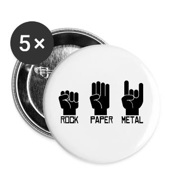 Rock paper metal Musik Gitarre Geschenk - Buttons groß 56 mm (5er Pack) - Weiß - Vorne