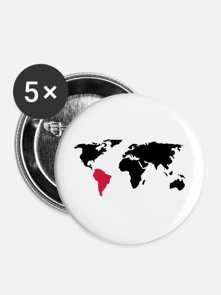 Reiseziel: Südamerika - Buttons groß 56 mm (5er Pack) - Weiß
