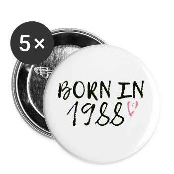 BORN IN1988 - Buttons groß 56 mm (5er Pack) - Weiß - Vorne