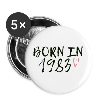 Geboren 1983 im Retro-Stil - Buttons groß 56 mm (5er Pack) - Weiß - Vorne