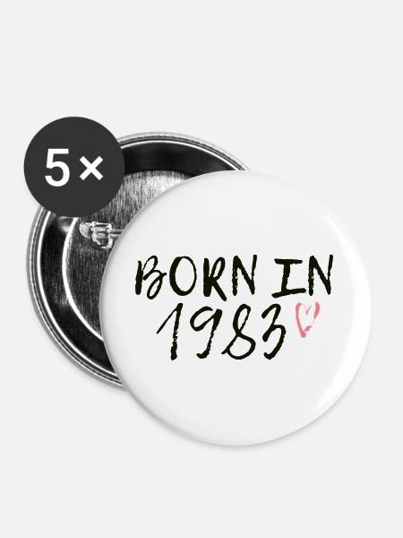 Geboren 1983 im Retro-Stil - Buttons groß 56 mm (5er Pack) - Weiß