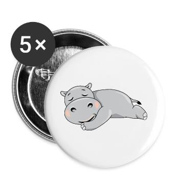 Hippopotame de sommeil mignon - Lot de 5 grands badges (56 mm) - blanc - Devant