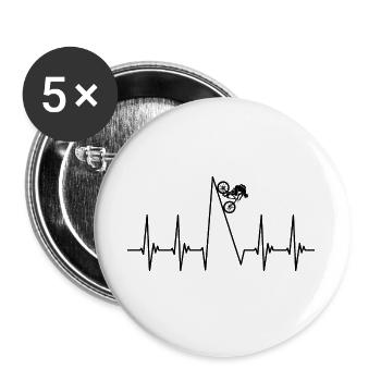 ekg, Fahrrad, Mountainbike, heartbeat, downhill - Buttons groß 56 mm (5er Pack) - Weiß - Vorne