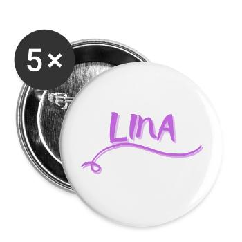 LINA Name Motiv Logo - Buttons groß 56 mm (5er Pack) - Weiß - Vorne