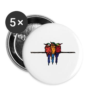 Birds - Buttons large 2.2''/56 mm (5-pack) - white - Front