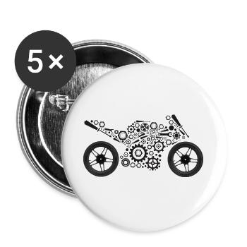 artistic motorcycle, motorcycle t shirts,motorbike - Buttons large 2.2''/56 mm (5-pack) - white - Front