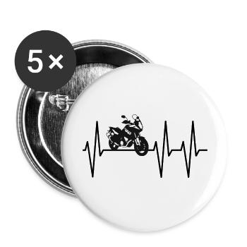 Motorbike Heartbeat - Buttons groß 56 mm (5er Pack) - Weiß - Vorne