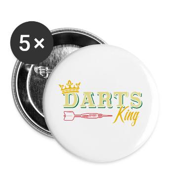 Darts König Darts-Spieler - Buttons groß 56 mm (5er Pack) - Weiß - Vorne