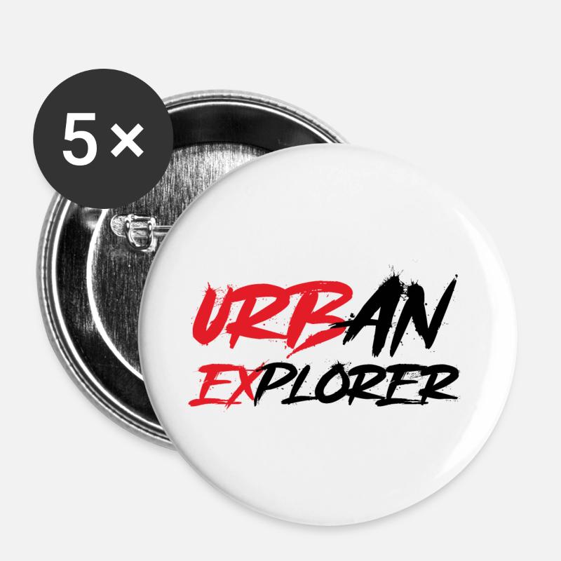 Urban Explorer - Urbex - Buttons large 2.2''/56 mm (5-pack) - white