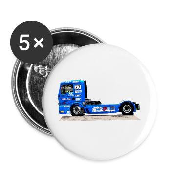 camion de course - Lot de 5 grands badges (56 mm) - blanc - Devant